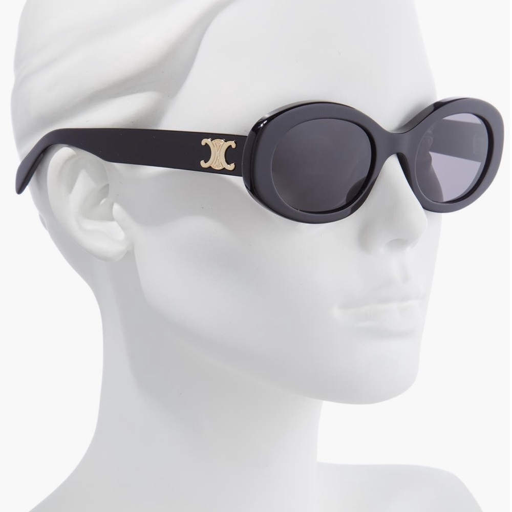 Celine Black Triomphe Oval Sunglasses - Picture 2 of 8